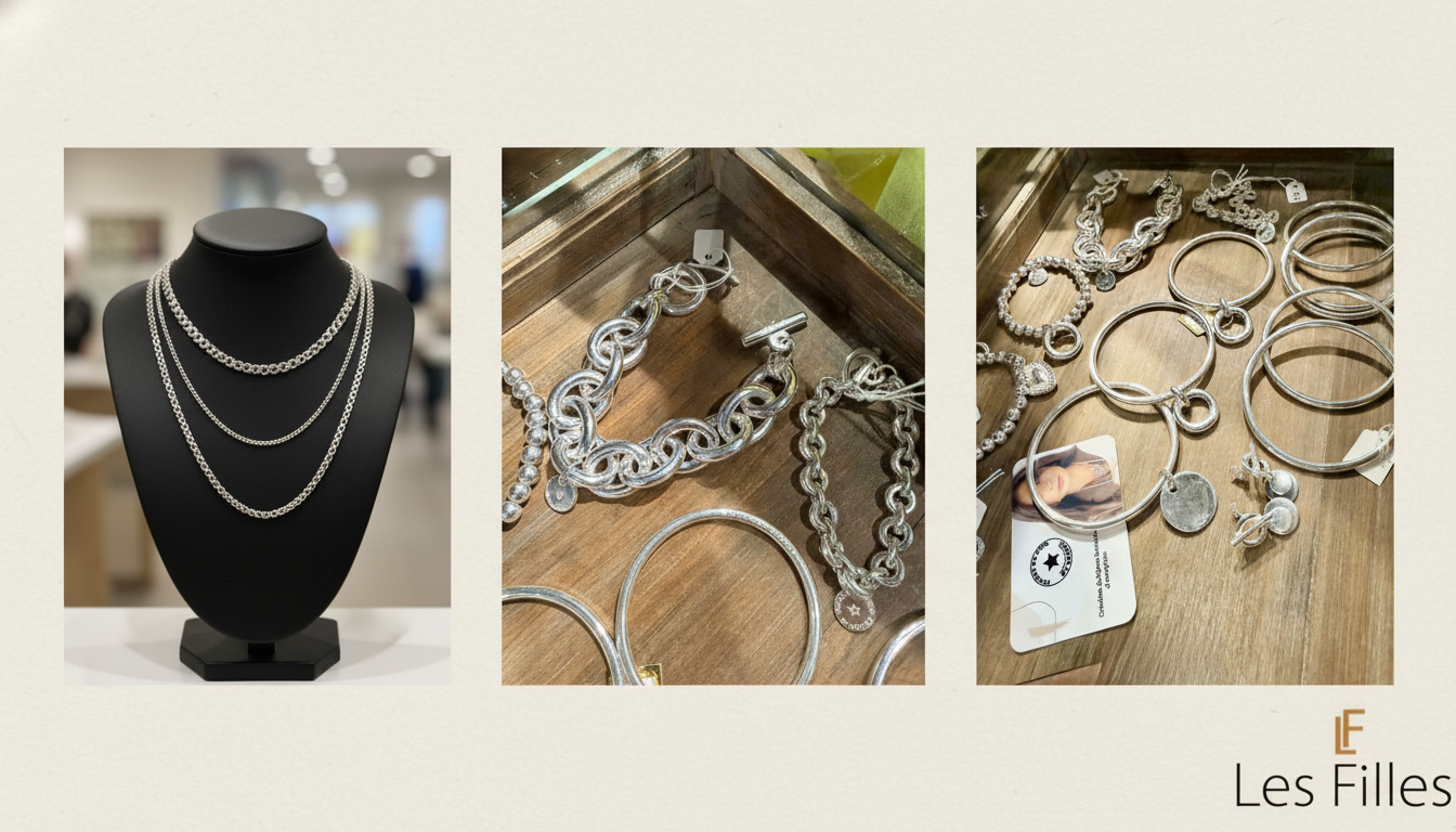 Bijoux Secret de Cuir by Regine exposés dans une boutique