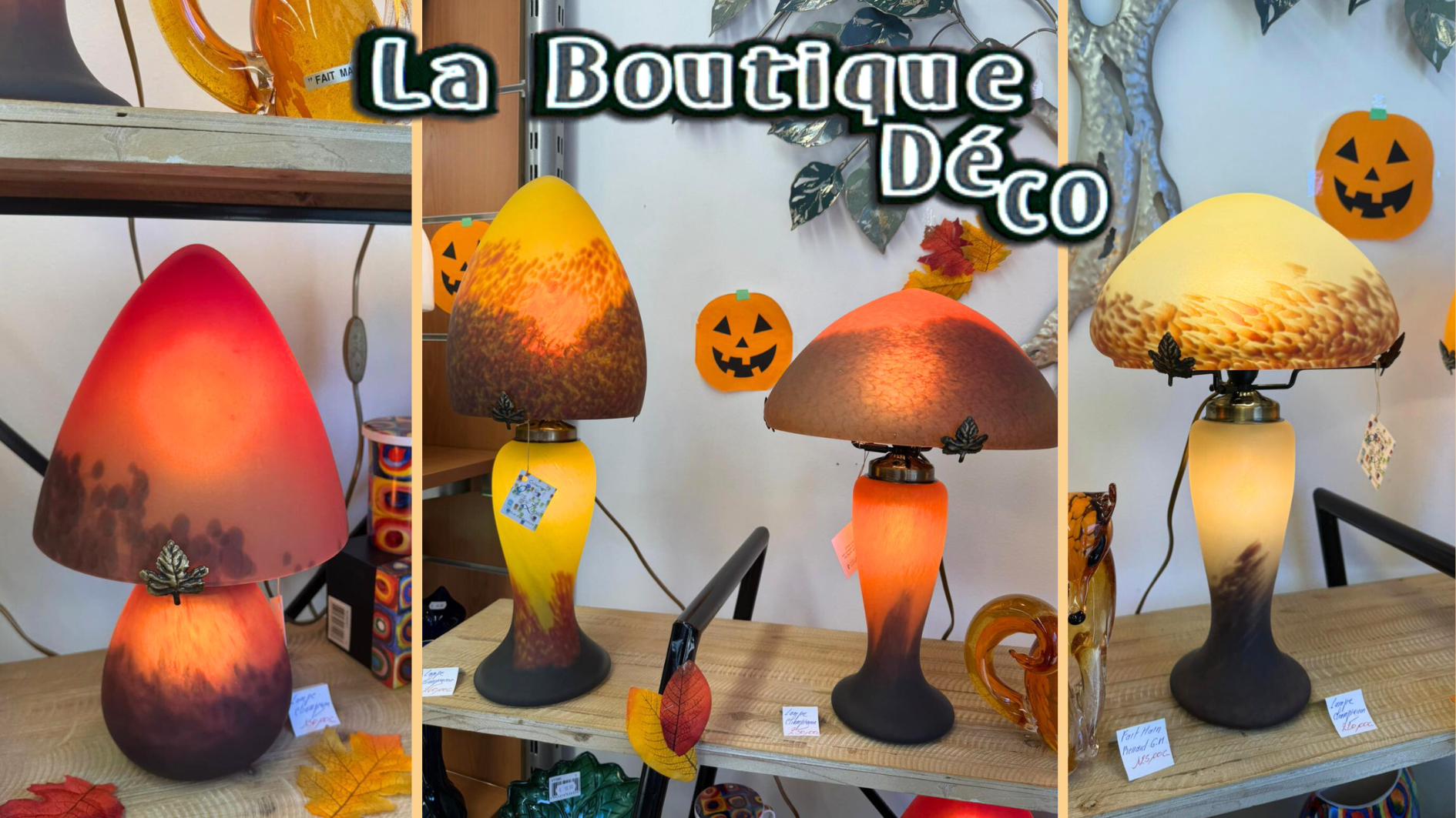 La Boutique Déco Terrasson - Lampes en pâte de verre Pierre de lune
